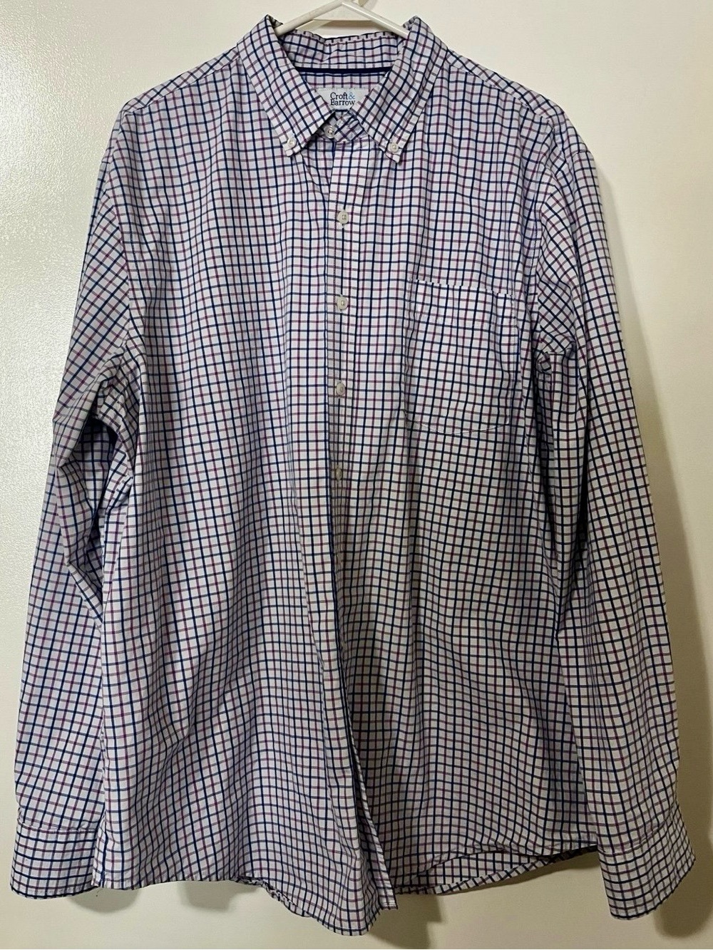 croft & barrow Blue and White Checked Dress Shirt